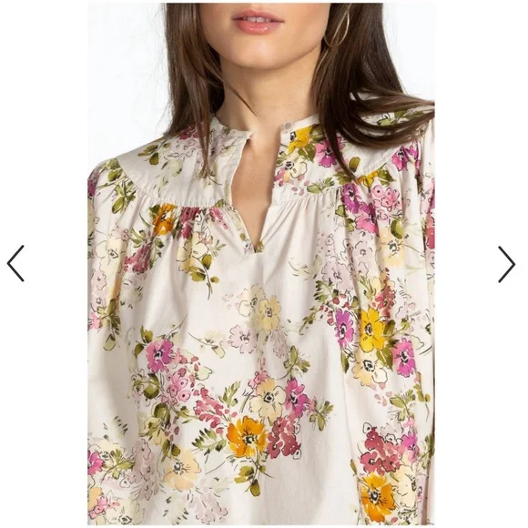 Johnny Was Isabella Cotton Blouse In Multicolor Floral Size Large